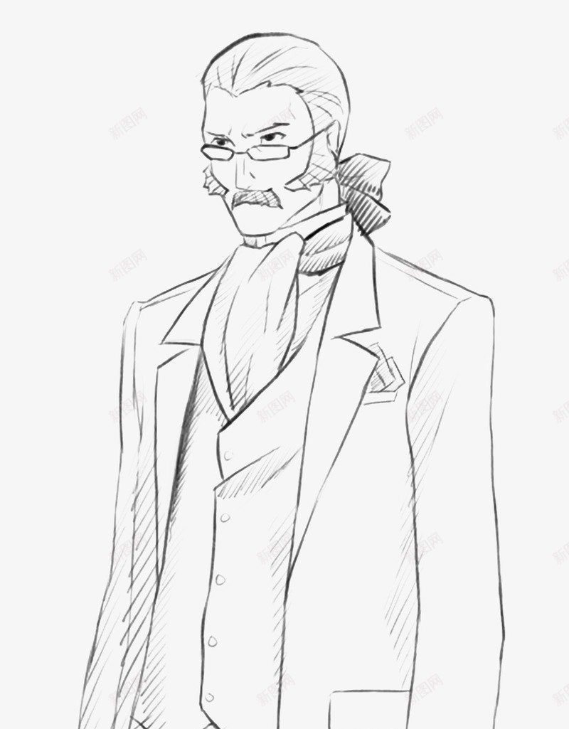 卡通绅士png免抠素材_新图网 https://ixintu.com 卡通 卡通人物 线描人物 线稿 绅士 绅士线稿