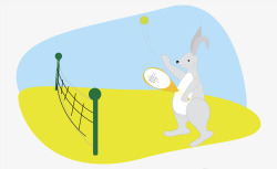 平面网球素材打网球的兔子高清图片