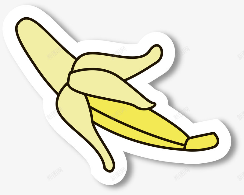 卡通香蕉儿童贴纸png免抠素材_新图网 https://ixintu.com 儿童 卡通贴纸 彩色 水果 矢量图案 食物 香蕉