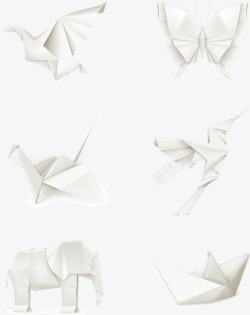 白色折纸动物素材