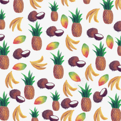 彩色菠萝椰子装饰素材