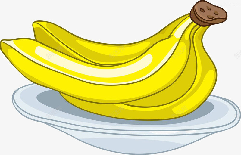 卡通盘子里的香蕉png免抠素材_新图网 https://ixintu.com 卡通 盘子里的 香蕉 黄色