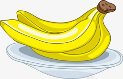 卡通盘子里的香蕉素材
