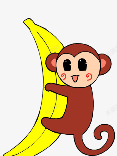 小猴子抱香蕉png免抠素材_新图网 https://ixintu.com 动物 卡通 水果 素材