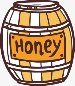 蜂蜜桶卡通手绘蜜桶木桶高清图片