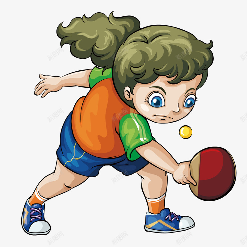 乒乓球png免抠素材_新图网 https://ixintu.com 儿童 女孩 接球 比赛
