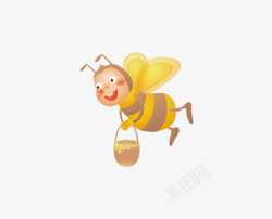 卡通可爱蜜蜂采蜂蜜素材