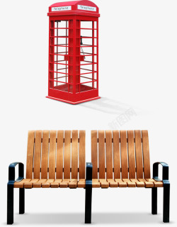 房地产服务电话亭和座椅地产装饰元素高清图片