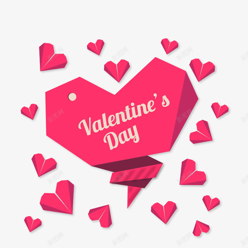 粉色心形折纸png免抠素材_新图网 https://ixintu.com valentines 心形折纸 情人节 手绘 粉色 节日