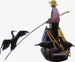 渔民黑色鱼鸟开业素材
