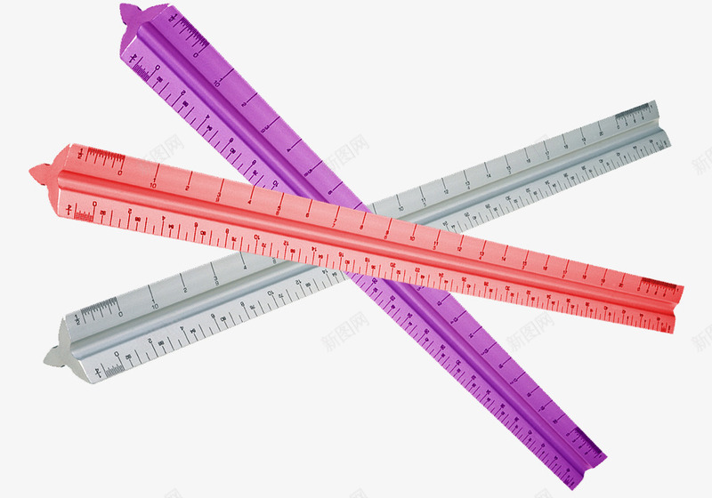 三角锥形测量用直尺psd免抠素材_新图网 https://ixintu.com 三角锥咫尺 多色系 学习用具 文具 测量用具