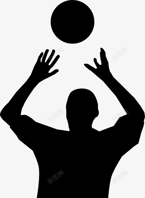 接球的排球选手图标png_新图网 https://ixintu.com 体育用材 手绘素材 排球素材 排球选手 黑色