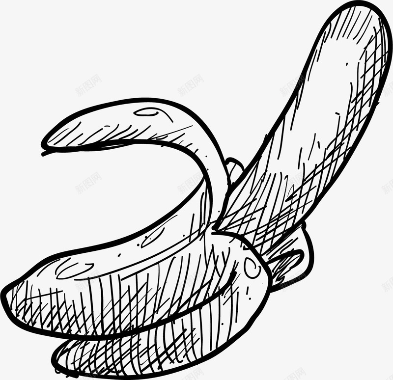 香蕉素描图标png_新图网 https://ixintu.com png图形 png装饰 手绘 水果 素描 装饰 黑白水果