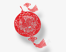 红色中国结圆形配饰素材