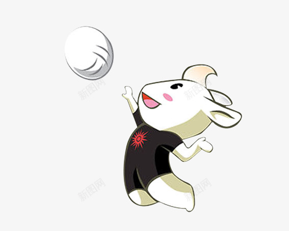小羊玩排球png免抠素材_新图网 https://ixintu.com 卡通动物 卡通动物运动会 卡通羊 排球 比赛 生肖 白色 红色 羊 运动 黑色