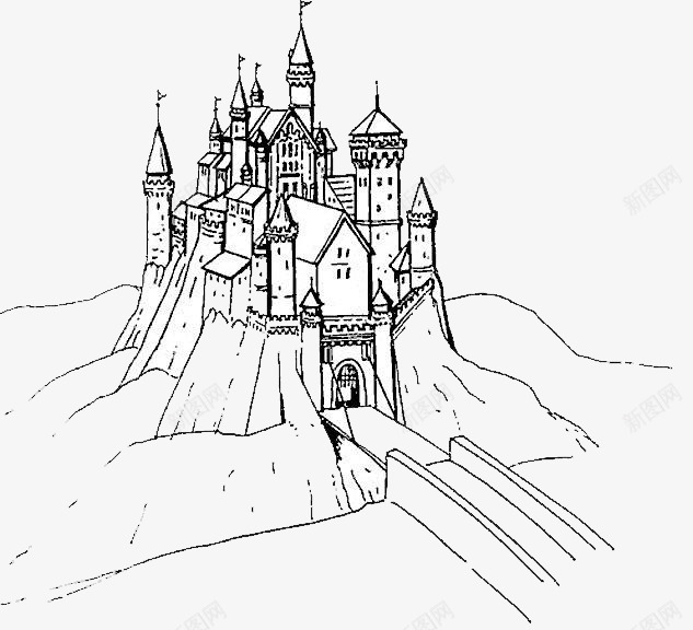 手绘城堡简笔画线稿png免抠素材_新图网 https://ixintu.com 城堡 城堡简笔画 手绘风格 简笔画 简约风格 线稿 装饰图案