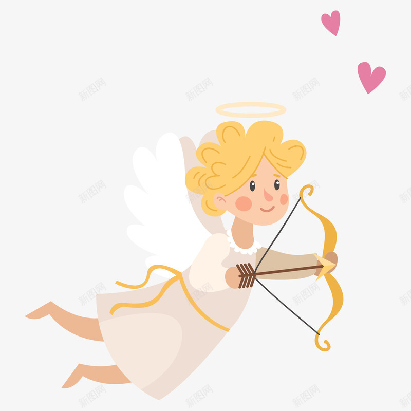 正在射箭的可爱小天使png免抠素材_新图网 https://ixintu.com 丘比特 卡通 可爱 小天使 情人节 爱心 节日装饰 黄色头发