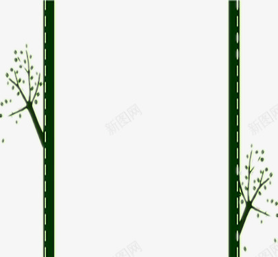 绿色树干边框png免抠素材_新图网 https://ixintu.com 创意设计 深绿色 简单 镂空