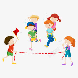 儿童玩耍比赛跑步插画矢量图素材