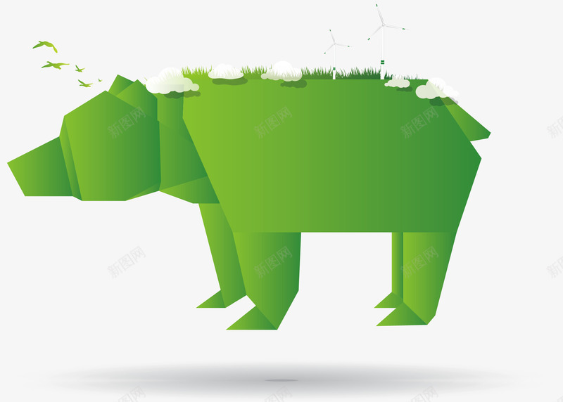 绿色折纸大象动物环保矢量图ai免抠素材_新图网 https://ixintu.com 动物 大象 折纸 环保 绿色 矢量图