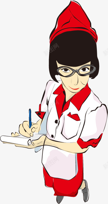 手绘服务员png免抠素材_新图网 https://ixintu.com 女人 手绘 服务员