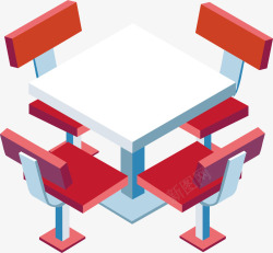 手绘红色冷饮餐桌凳子高清图片