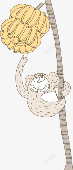 小猴子摘香蕉素材