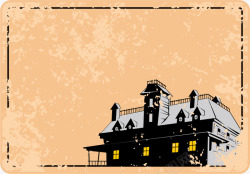 城堡标签卡通手绘房子边框高清图片