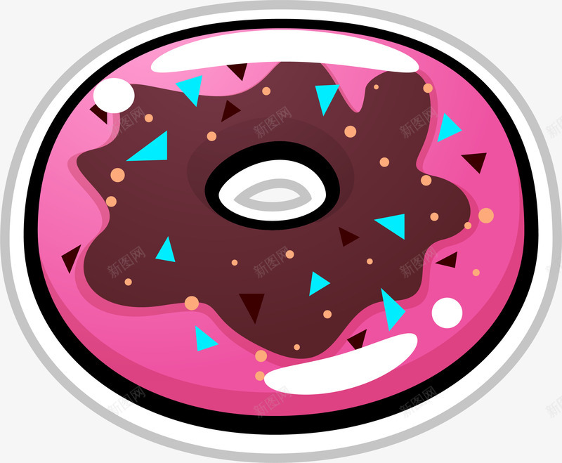 卡通甜甜圈食物贴纸png免抠素材_新图网 https://ixintu.com 卡通 可爱 时尚贴纸 甜甜圈 矢量图案 食物