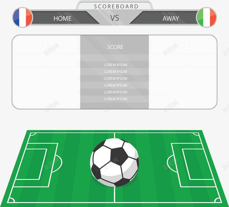 足球比赛计分面板矢量图ai免抠素材_新图网 https://ixintu.com 矢量png 计分 计分面板 足球 足球场 足球比赛 矢量图