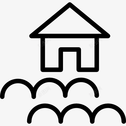 洪水图标png_新图网 https://ixintu.com 天气 家庭 建筑 性质 房地产 房子淹没 洪水 淹没 灾害保险 雨