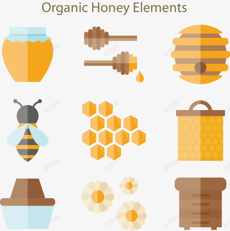 蜂蜜蜜蜂png免抠素材_新图网 https://ixintu.com 水彩画 箱子卡通手绘 蜂窝 蜂蜜 蜜蜂 蜜蜂窝 装饰图案