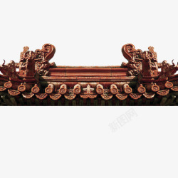 褐色中国风屋檐装饰图案素材