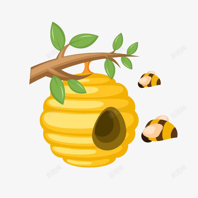 蜜蜂与蜂窝png免抠素材_新图网 https://ixintu.com 甜蜜 甜蜜蜂蜜 蜂窝 蜜蜂 黄色蜂窝 黄色蜜蜂