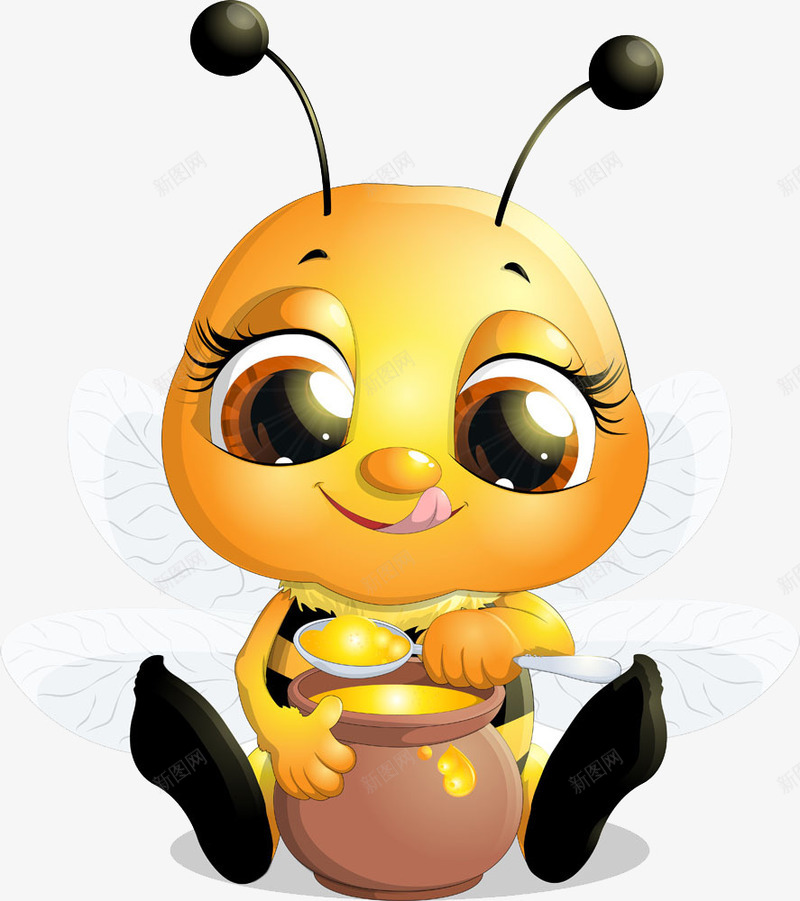 坐着吃蜂蜜的蜜蜂png免抠素材_新图网 https://ixintu.com 可爱 手绘 蜂蜜 蜜蜂