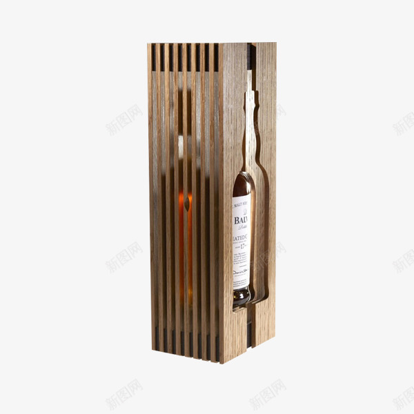 镂空洋酒包装png免抠素材_新图网 https://ixintu.com 创意 小巧 方正 木头
