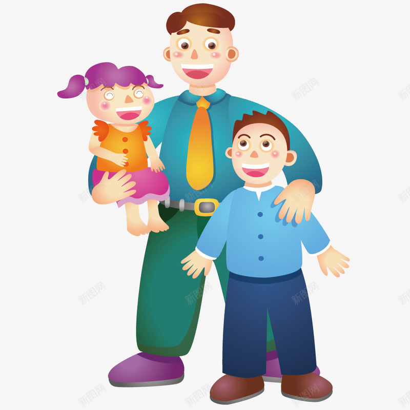 抱着女儿搂着儿子png免抠素材_新图网 https://ixintu.com 卡通 家庭 手绘 矢量人物
