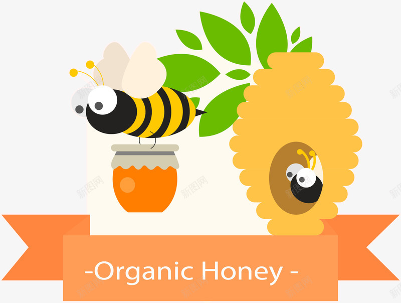 蜂蜜包装贴纸png免抠素材_新图网 https://ixintu.com 广告 蜂蜜 蜜蜂 贴纸包装