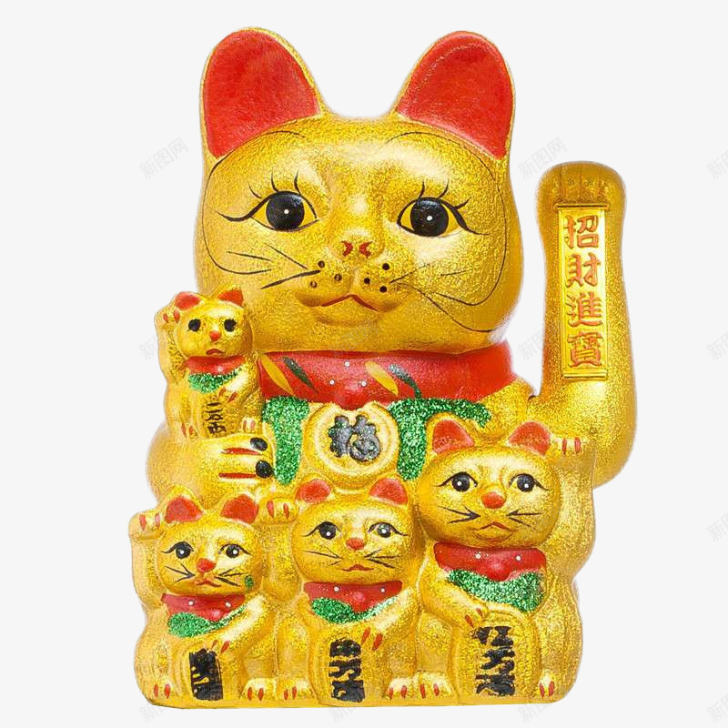 五福招财猫png免抠素材_新图网 https://ixintu.com 五福招财猫 开业摆件 招财猫 招财进宝