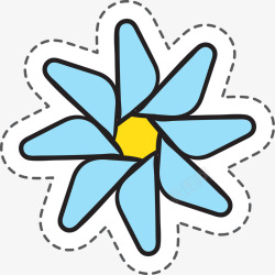 蓝色花朵开放植物卡通贴纸素材