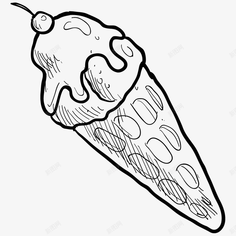 手绘简笔画冰激凌图标png_新图网 https://ixintu.com PNG 冰淇淋 卡通 手绘 简笔画 线稿