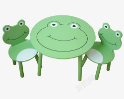 绿色青蛙儿童学习桌椅素材
