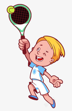 男孩打网球免抠PNG卡通男孩打网球高清图片