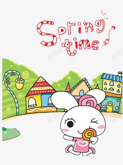 卡通贴纸png免抠素材_新图网 https://ixintu.com 兔子 卡通 春天 贴纸