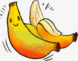 黄色水彩微笑香蕉素材