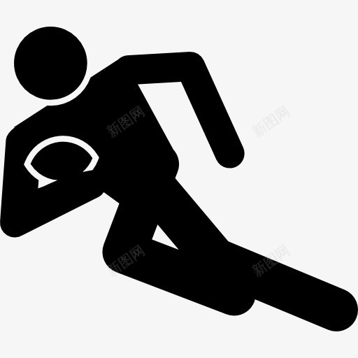 橄榄球运动员的球图标png_新图网 https://ixintu.com 人 体育 橄榄球 球 球员 跑步 黑色的剪影
