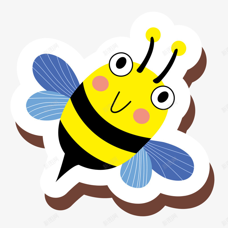 卡通蜜蜂贴纸矢量图ai免抠素材_新图网 https://ixintu.com 卡通 可爱 昆虫设计 蜜蜂 贴纸设计 矢量图