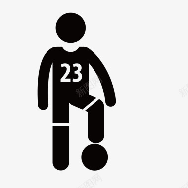 手绘黑色踢足球人物图标图标