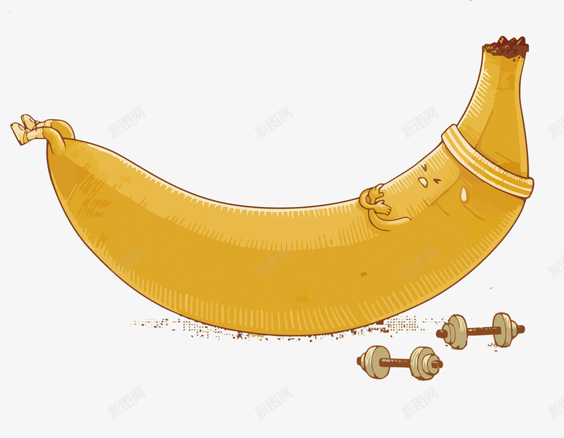 香蕉png免抠素材_新图网 https://ixintu.com 减肥 卡通 手绘 矢量香蕉 锻炼 香蕉PNG矢量图 香蕉免扣PNG图
