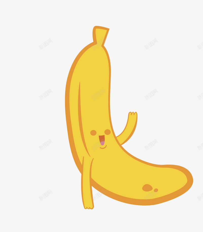 黄色卡通拟人香蕉水果png免抠素材_新图网 https://ixintu.com 卡通拟人 矢量水果 香蕉水果 黄色香蕉